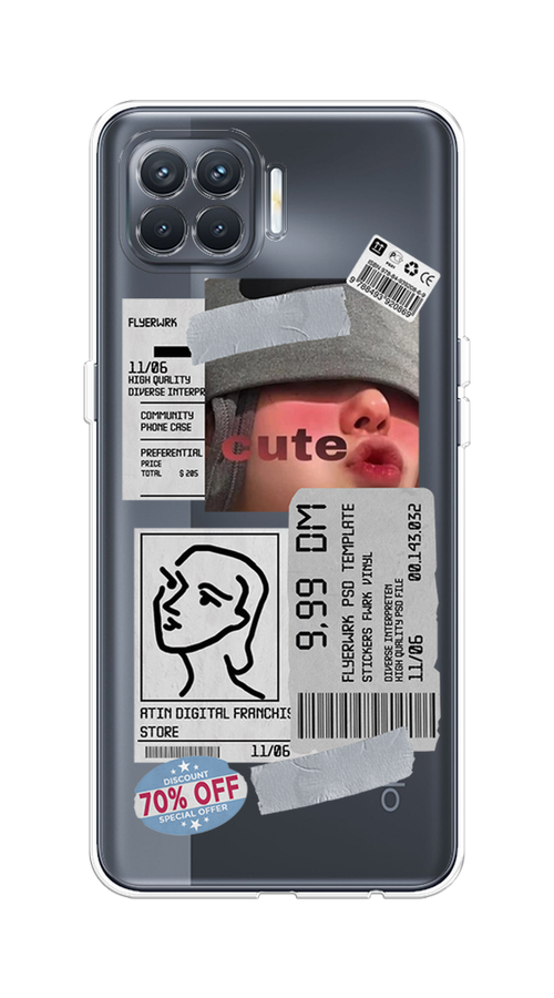 

Чехол на Oppo Reno 4 Lite/A93 "Cute girl collage", Розовый;серый;голубой, 254550-6