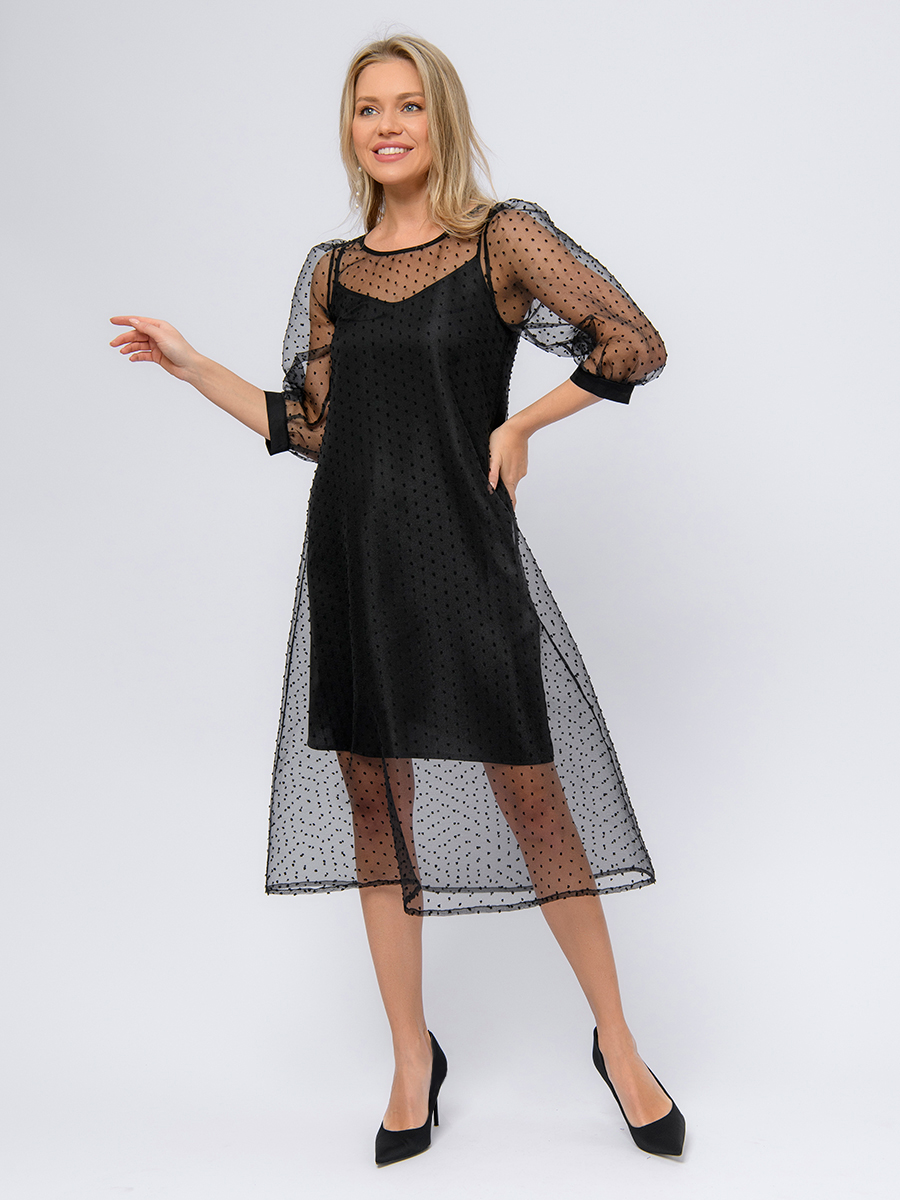

Платье женское 1001dress 0102888 черное 46, Черный, 0102888