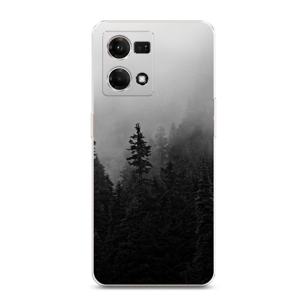 

Чехол на Oppo Reno 7 4G "Туманный лес", Серый;черный, 2511250-2