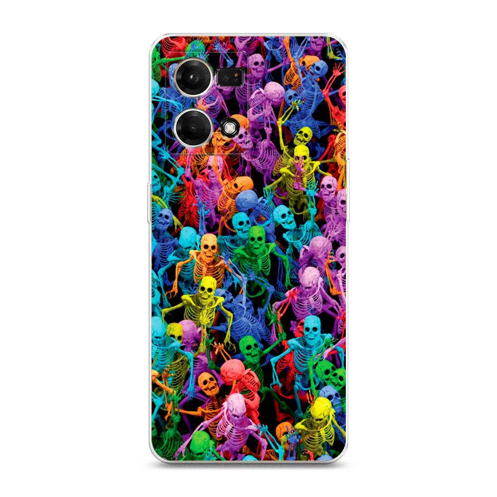 

Чехол на Oppo Reno 7 4G "Вечеринка скелетов", Фиолетовый;желтый;оранжевый, 2511250-6