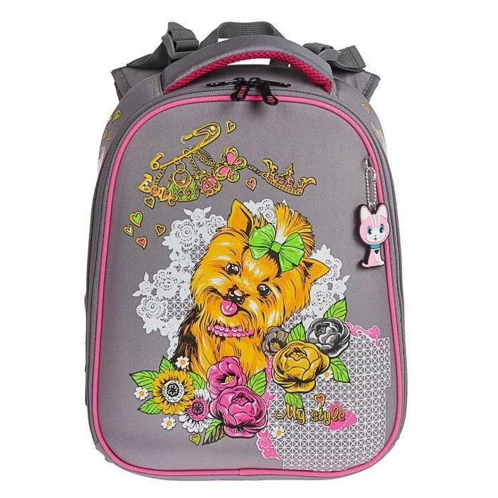 Ранец школьный Stavia Собака каркасный 1500150 28х36х16 см серый анатомическая спинка