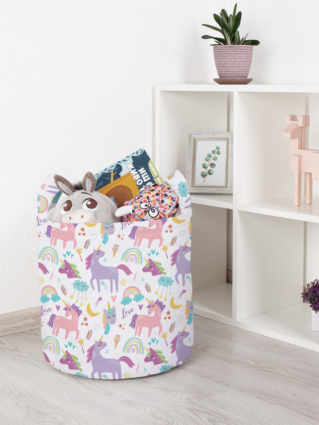 

Корзина для игрушек JoyArty Сказочные единороги 34л toba 421589 S, Розовый