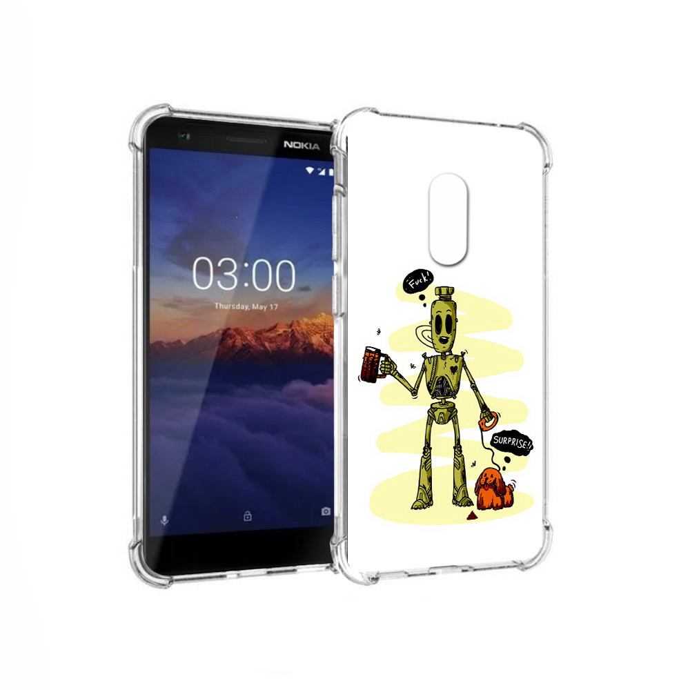 

Чехол MyPads Tocco для Nokia 3.1 прикольный робот (PT114125.119.557), Прозрачный, Tocco