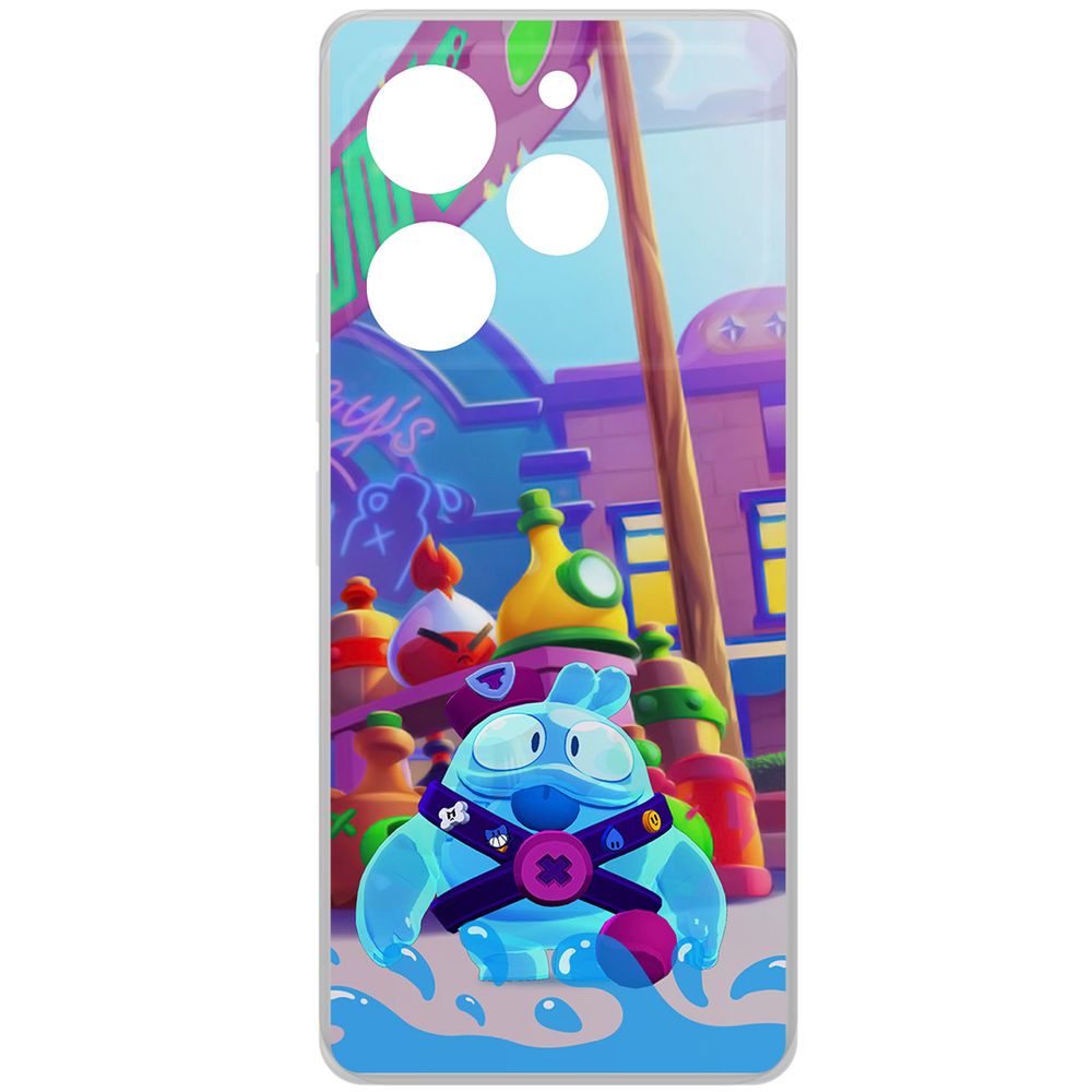 

Чехол-накладка Krutoff Clear Case Brawl Stars-Скуик для TECNO Pova 6 Pro, Прозрачный