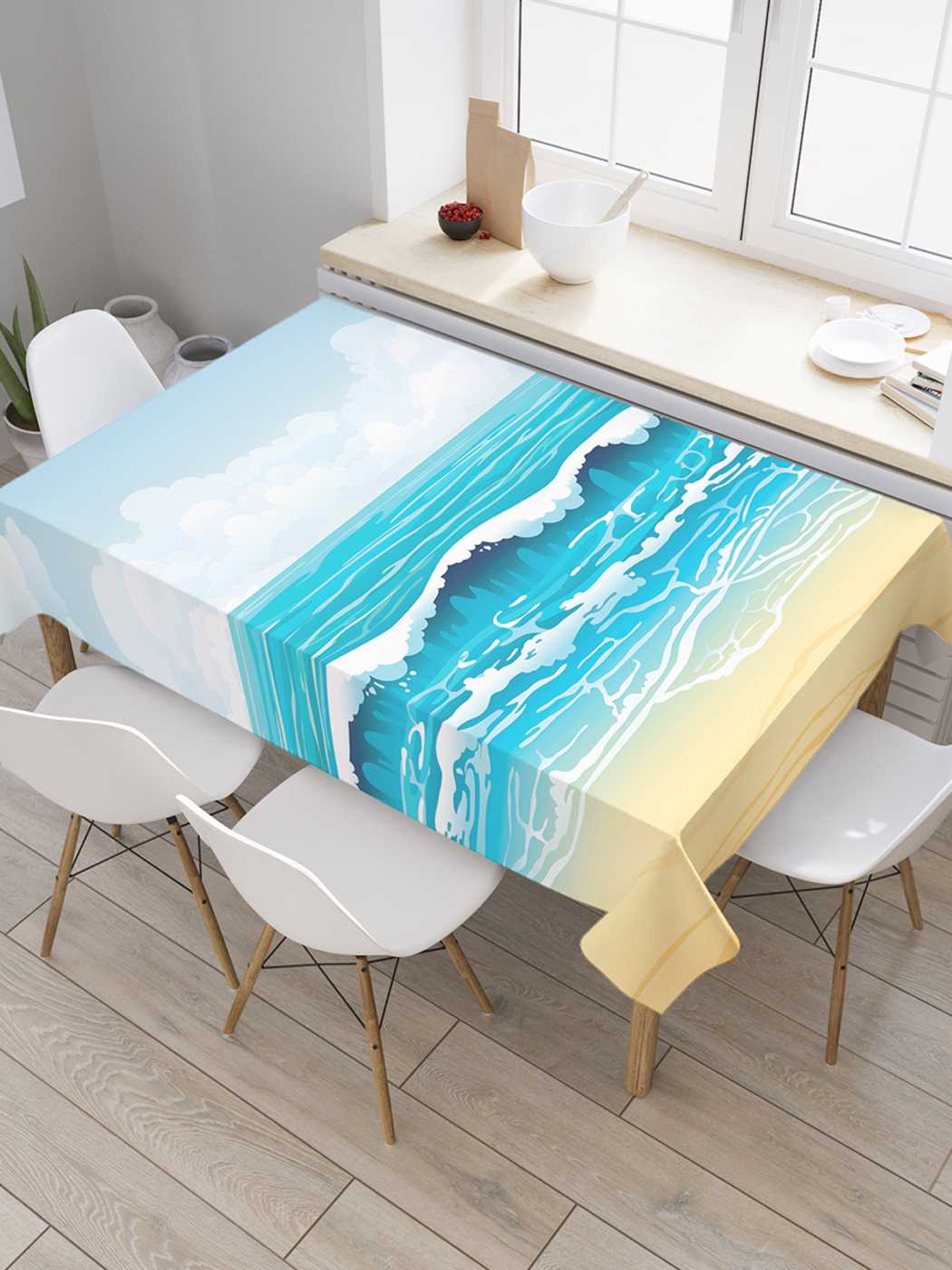 

Скатерть прямоугольная JoyArty "Ровная волна" из оксфорда, 180x145 см, Ровная волна