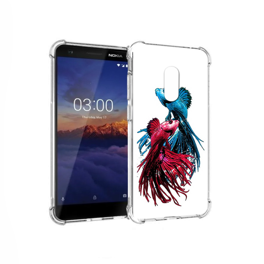 

Чехол MyPads Tocco для Nokia 3.1 рыбы петушки (PT114125.119.592), Прозрачный, Tocco