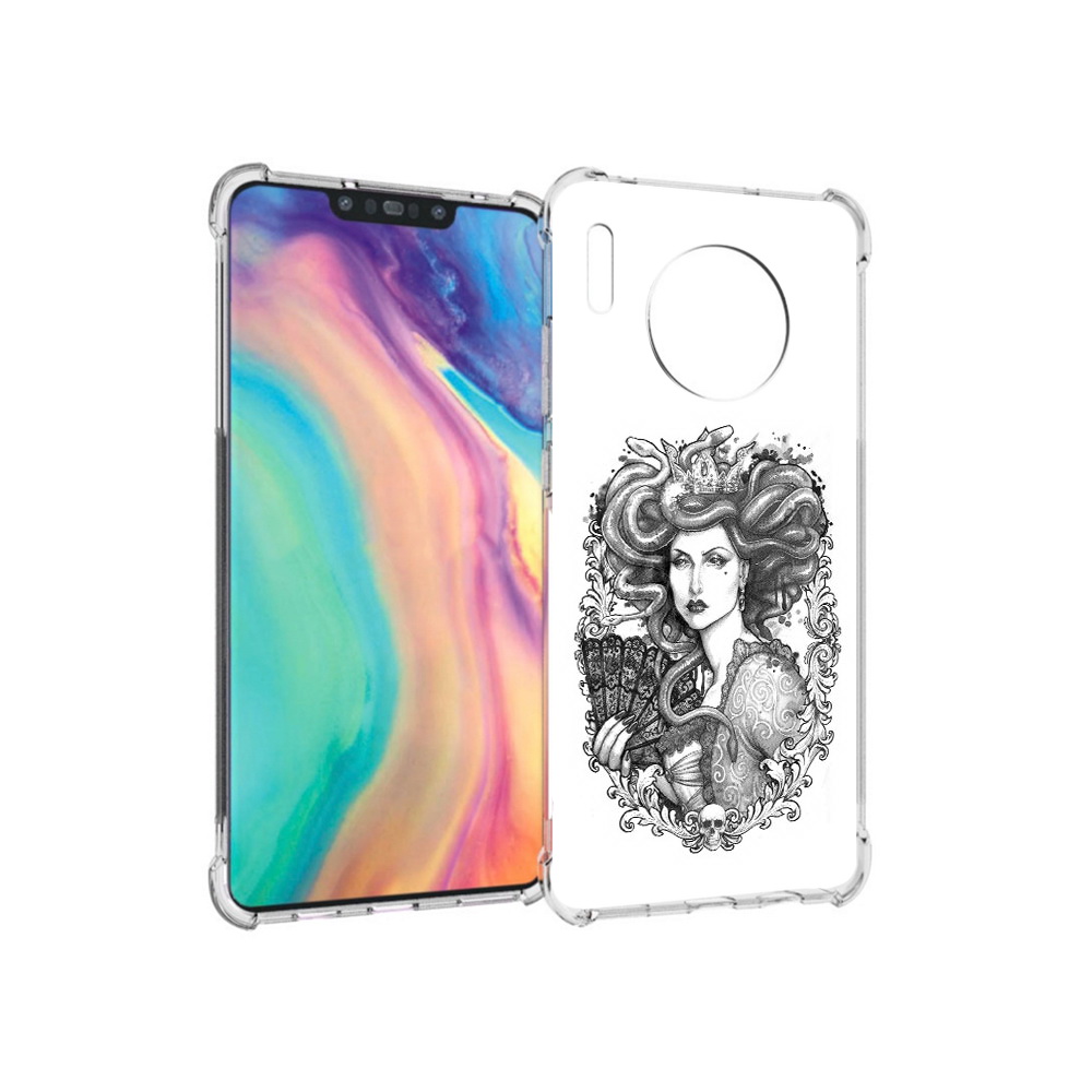 

Чехол MyPads Tocco для Huawei Mate 30 медуза черно белый, Прозрачный, Tocco