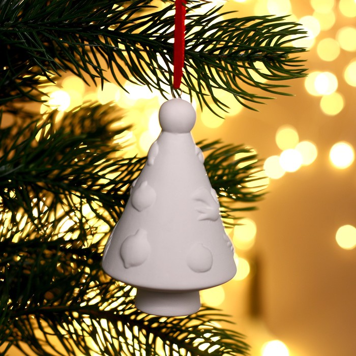 

Елочное украшение под раскраску "Елочка с гирляндой" с подвесом, кисть