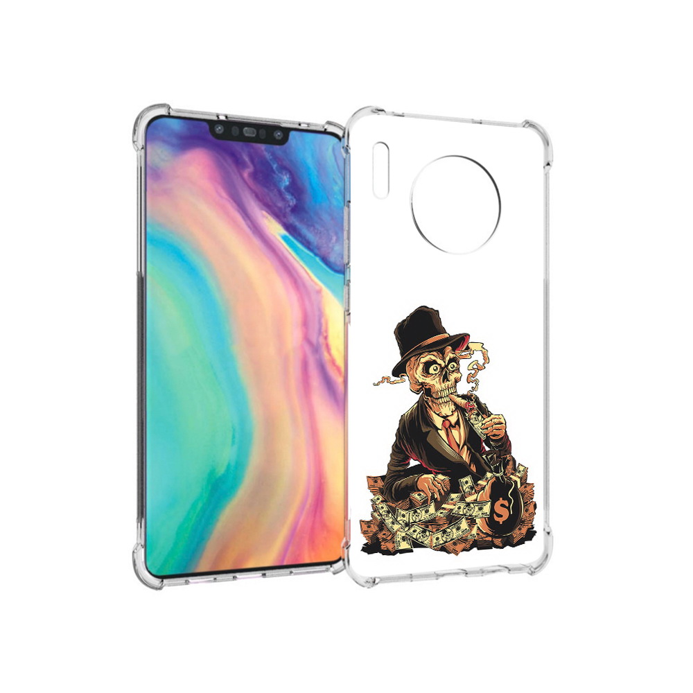 

Чехол MyPads Tocco для Huawei Mate 30 нарисованный череп с сигаретой, Прозрачный, Tocco
