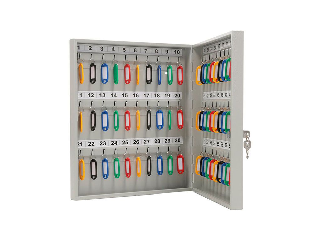 фото Ящик-шкафчик-ключница металлическая настенная key-60 на 60 ключей 400x355x59 мм aiko