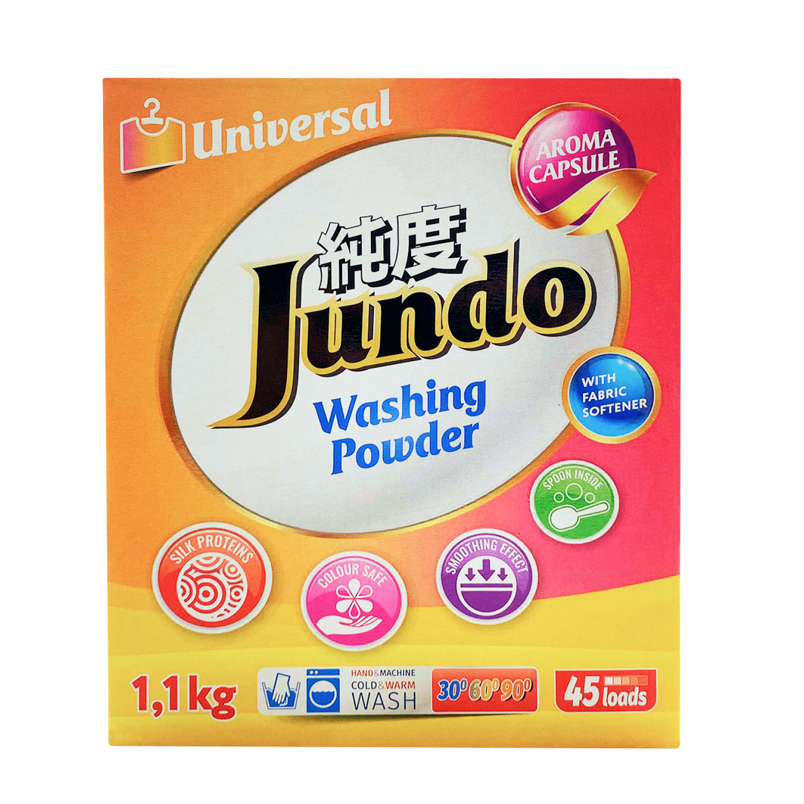 

Порошок для стирки универсальный Jundo Aroma Capsule 2в1 с кондиционером концентрат 1,1 кг