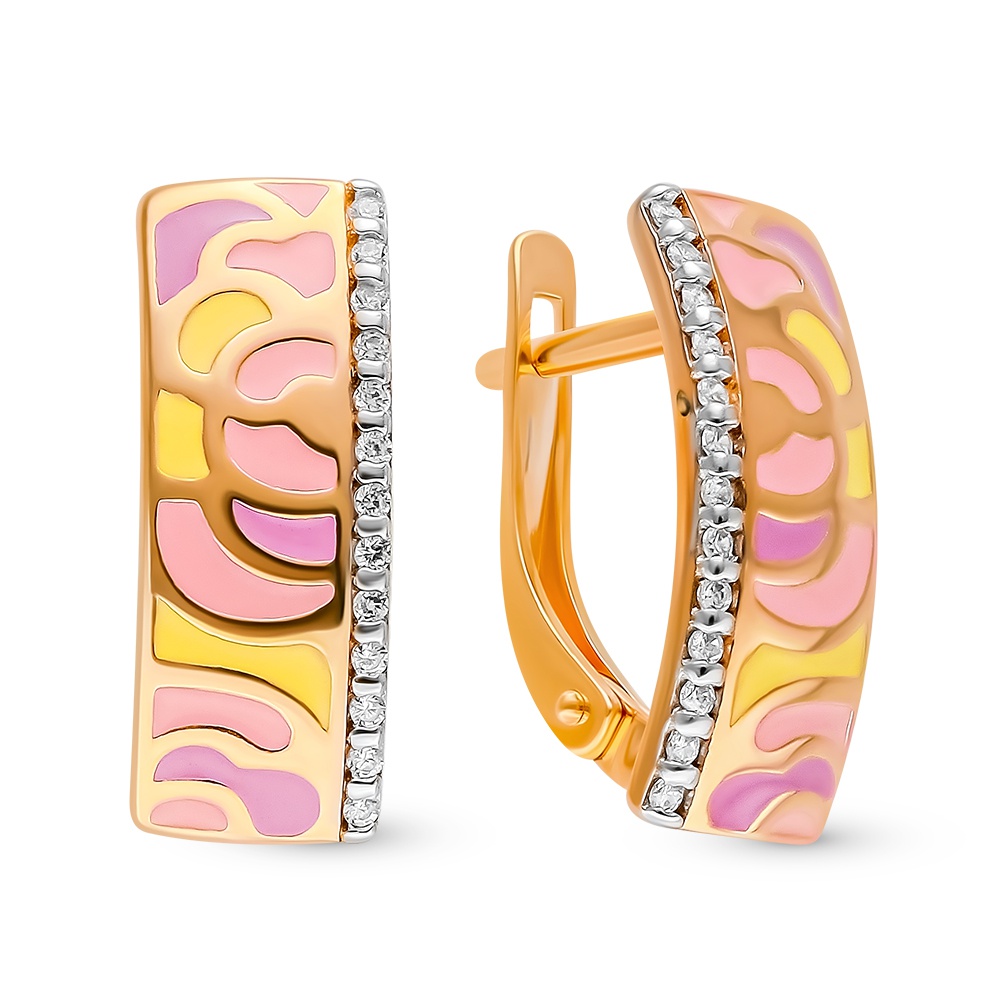 

Серьги из серебра 585Gold 702010265, фианит/эмаль, 702010265