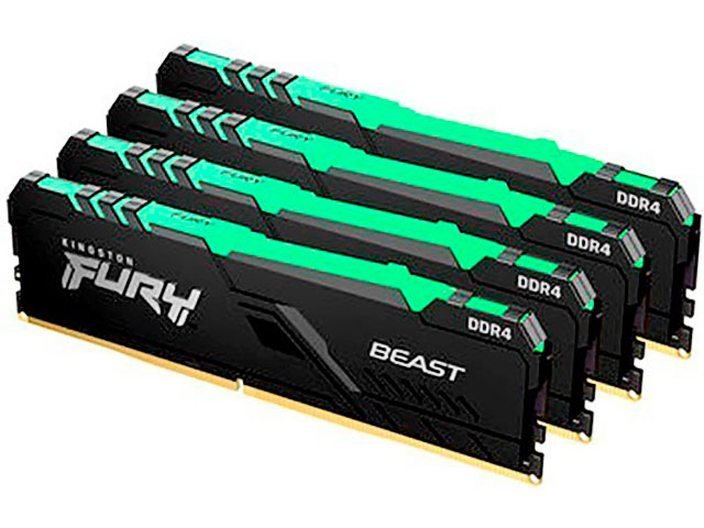 

Модуль памяти Kingston Fury DDR4 DIMM 3000MHz PC-24000 CL15 - 32Gb Kit (4x8Gb), FURY Beast RGB