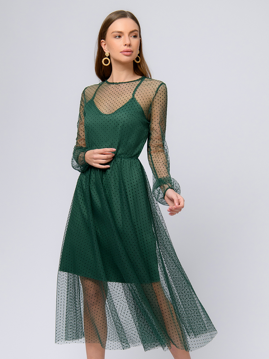 Платье женское 1001dress 0201924 зеленое 46