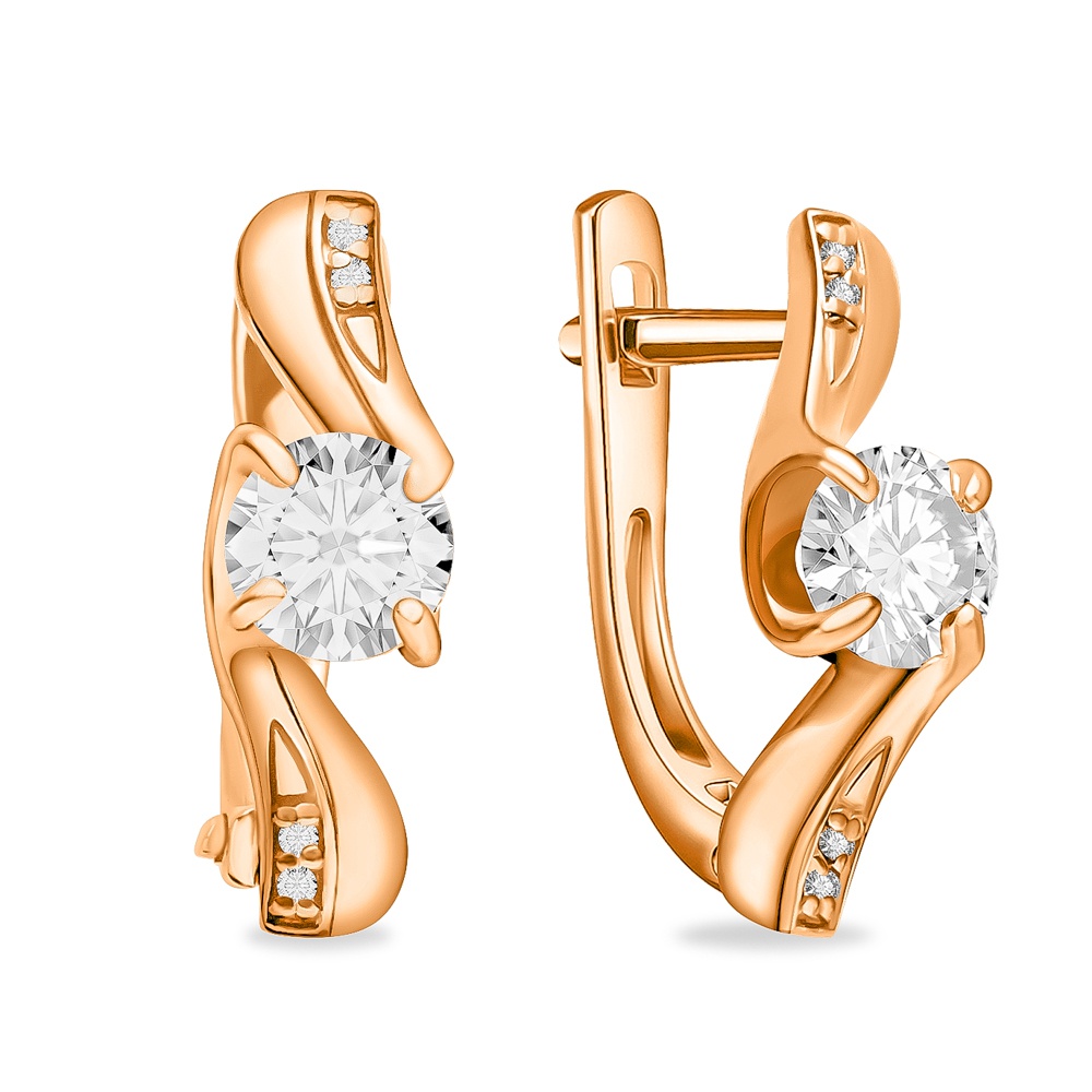 

Серьги из серебра 585Gold 702010404, фианит, 702010404