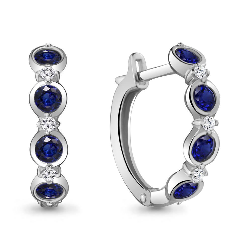 

Серьги конго из серебра с фианитом/сапфиром искусственным Aquamarine 48663АБ_925_р, 48663АБ_925_р