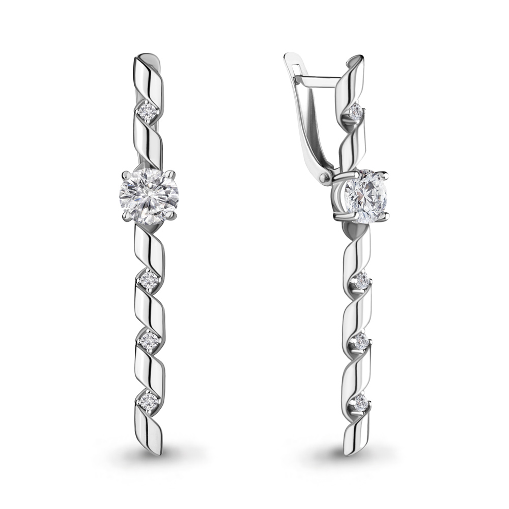 

Серьги подвески из серебра с фианитом Aquamarine 48667А_925_р, 48667А_925_р