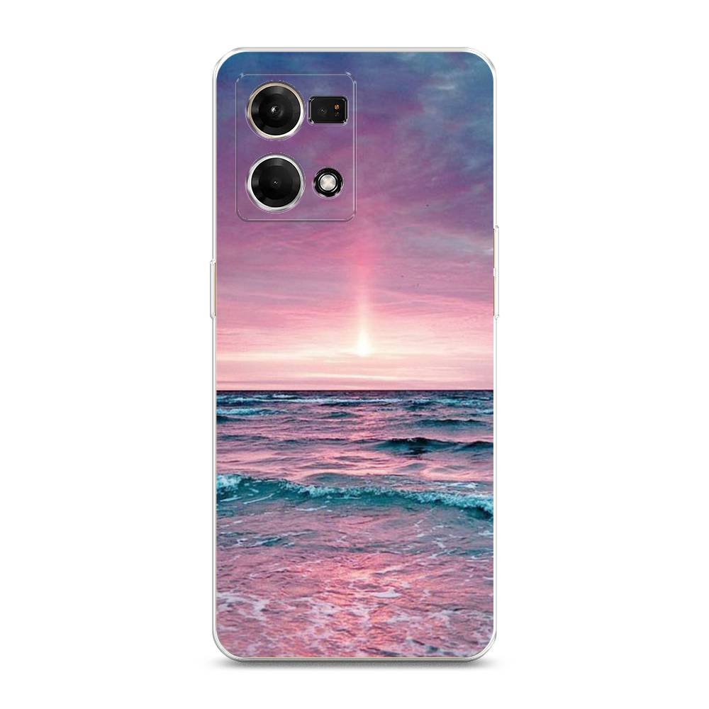 

Чехол на Oppo Reno 7 4G "Восход 3", Розовый;голубой, 2511250-2
