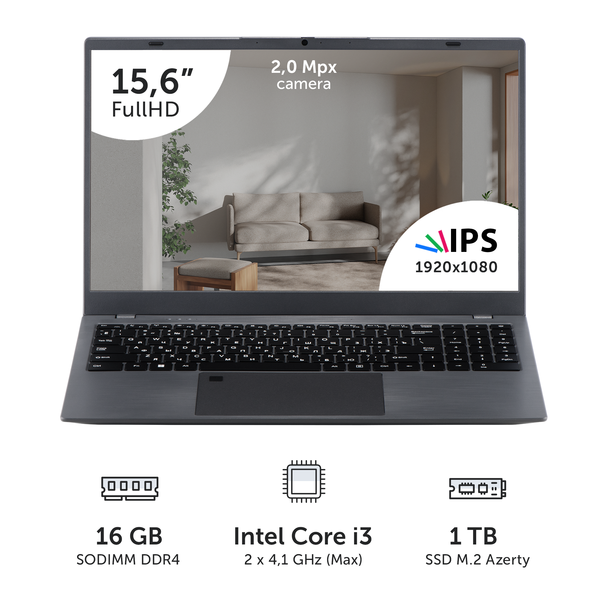 Ноутбук Azerty AZ-1516 серый (120-0734)