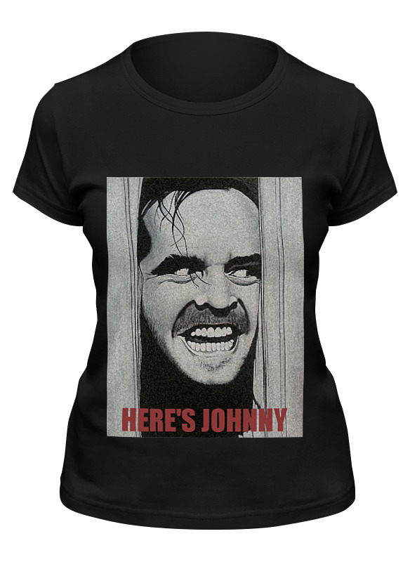 

Футболка женская Printio Here's johnny черная L, Черный, Here's johnny
