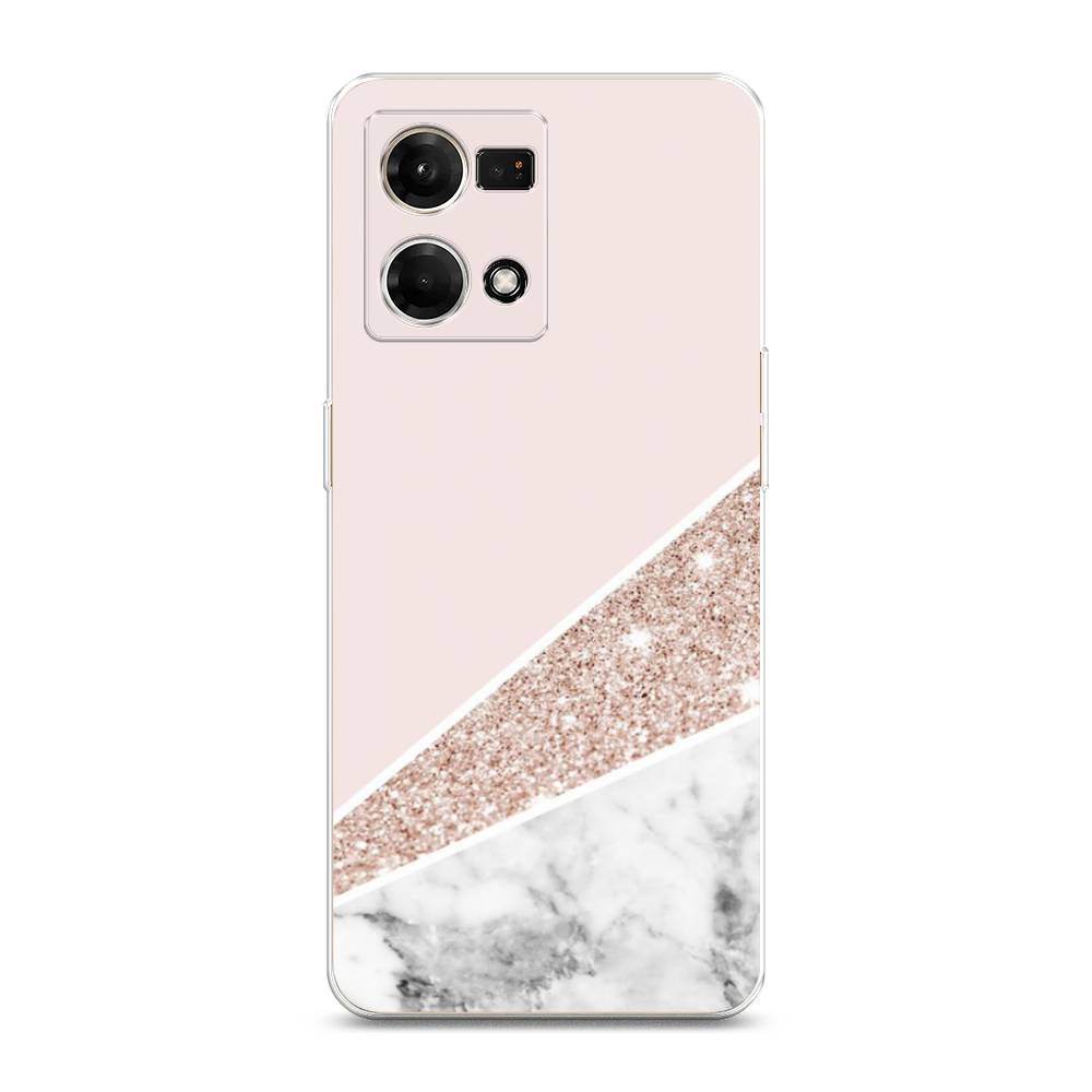 

Чехол на Oppo Reno 7 4G "Блестящий розовый мрамор", 2511250-3