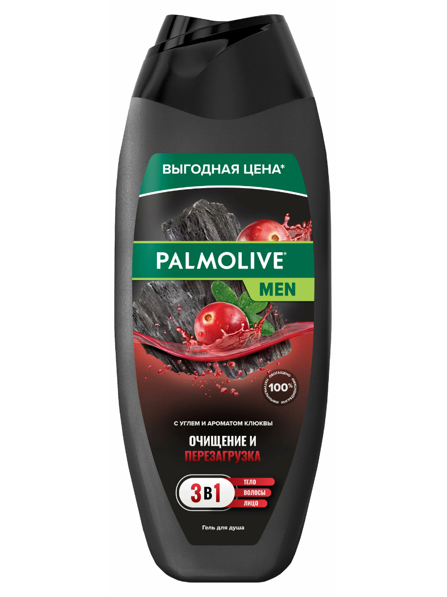 Гель для душа Palmolive Men уголь и клюква 3 в 1 450 мл