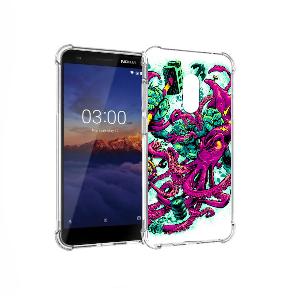 

Чехол MyPads Tocco для Nokia 3.1 фиолетовый кракен (PT114125.119.657), Прозрачный, Tocco