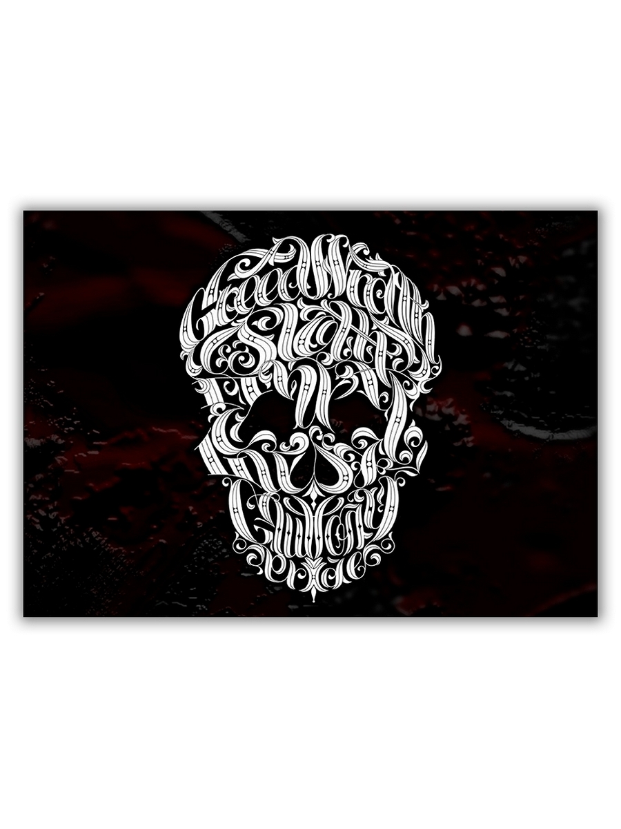 фото Магнит на холодильник drabs большой - a4, lettering skull