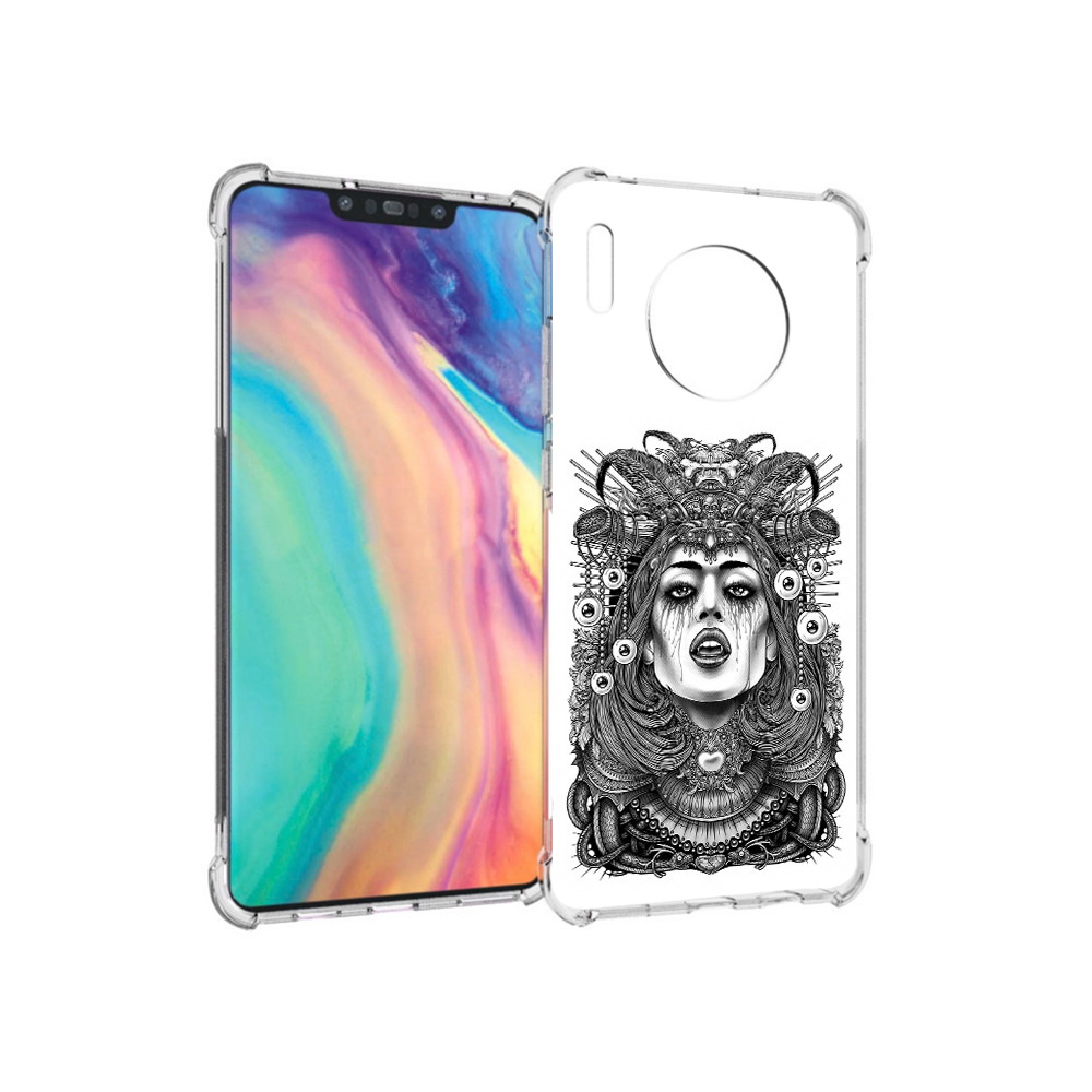 

Чехол MyPads Tocco для Huawei Mate 30 портрет девушки черно белый, Прозрачный, Tocco