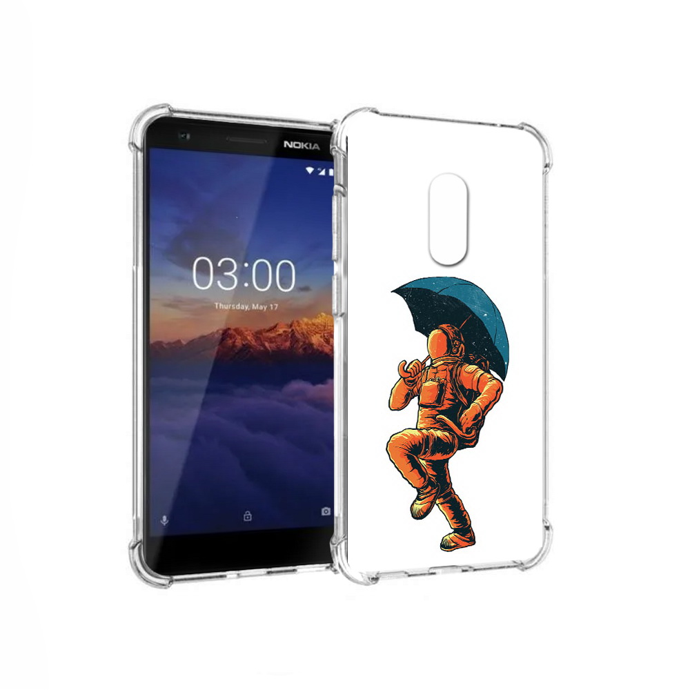 

Чехол MyPads Tocco для Nokia 3.1 шагающий космонавт с зонтом (PT114125.119.695), Прозрачный, Tocco