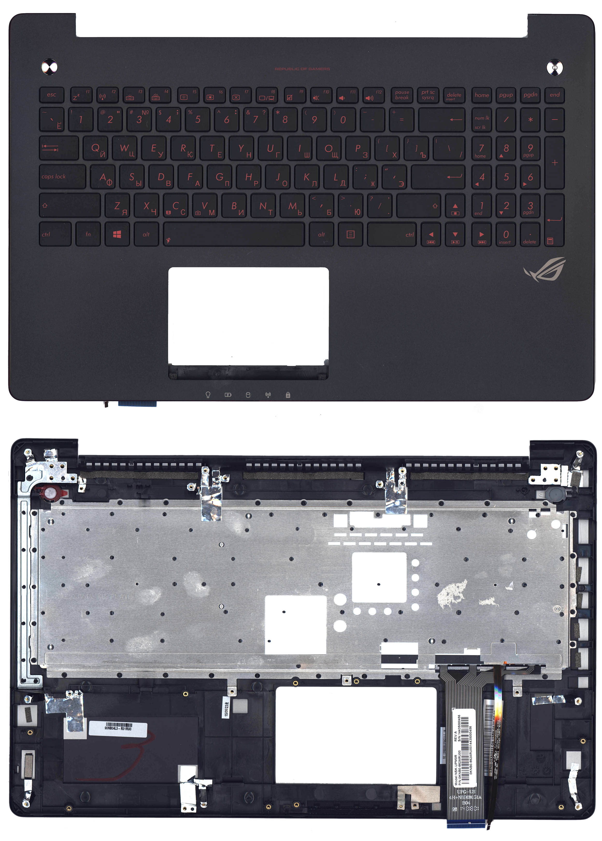 фото Клавиатура для ноутбука asus g550jk чёрная топ-панель oem