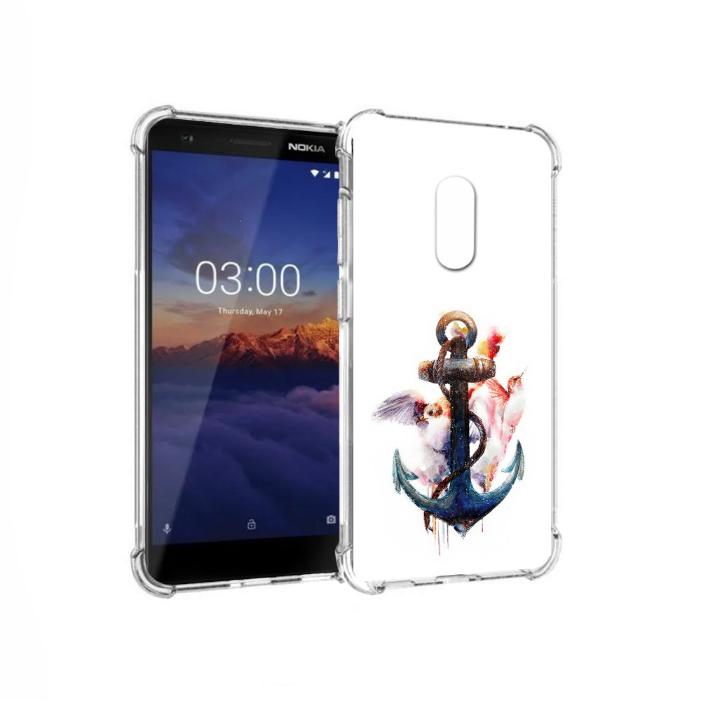 

Чехол MyPads Tocco для Nokia 3.1 якорь с птицами (PT114125.119.703), Прозрачный, Tocco