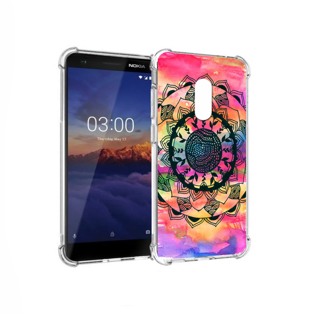 

Чехол MyPads Tocco для Nokia 3.1 яркая абстракция круглый цветок (PT114125.119.704), Прозрачный, Tocco