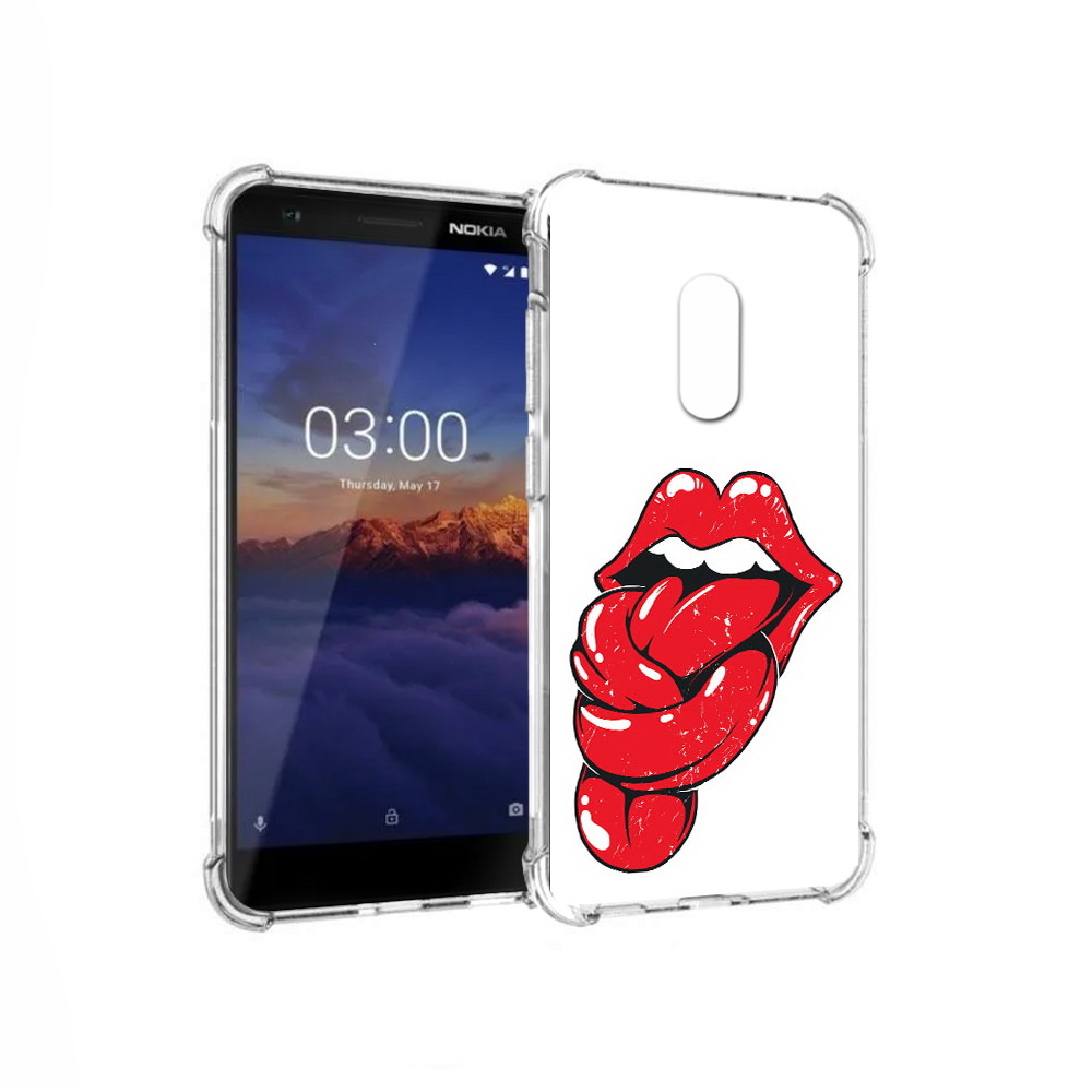 

Чехол MyPads Tocco для Nokia 3.1 яркие губы с языком (PT114125.119.705), Прозрачный, Tocco