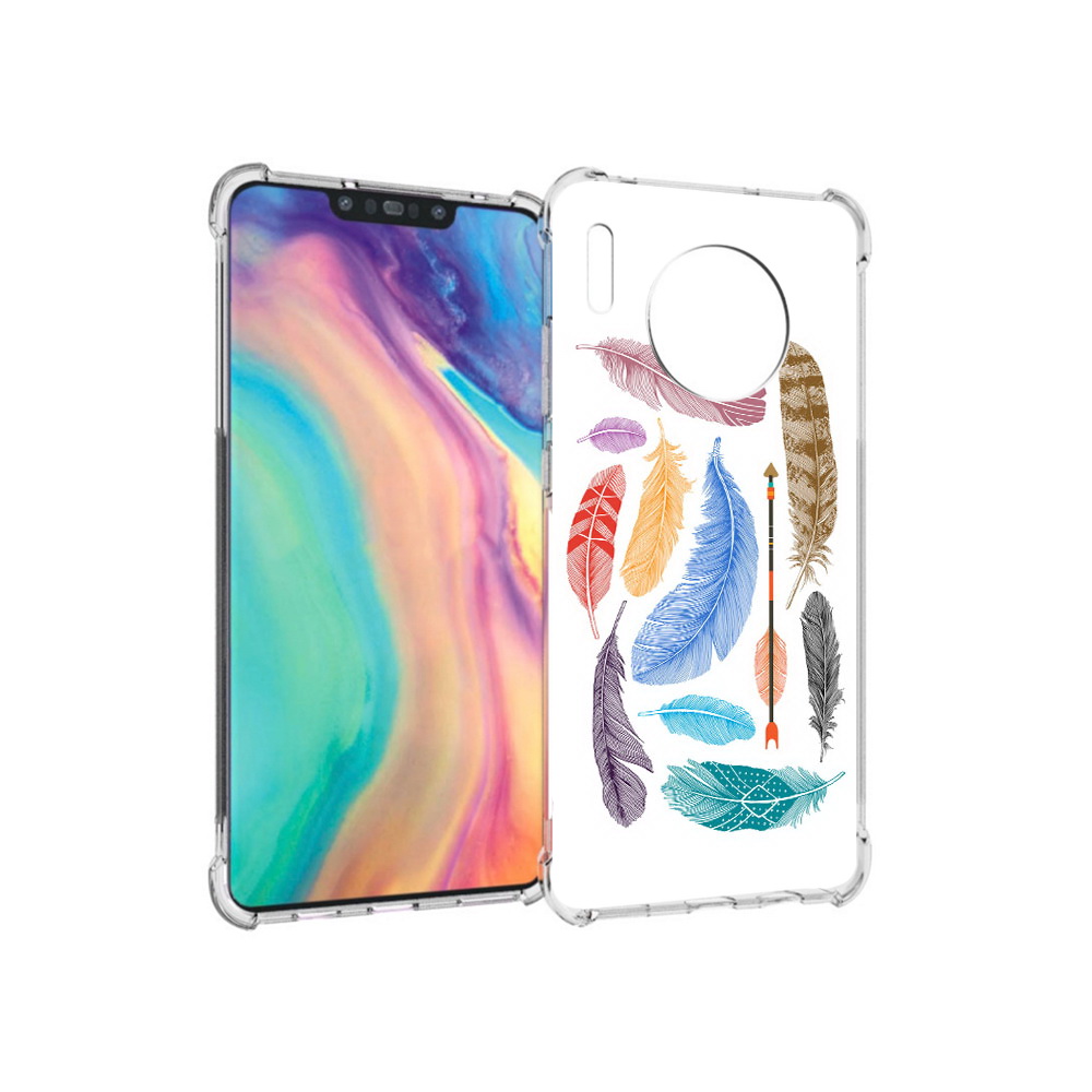 

Чехол MyPads Tocco для Huawei Mate 30 разноцветные перья, Прозрачный, Tocco