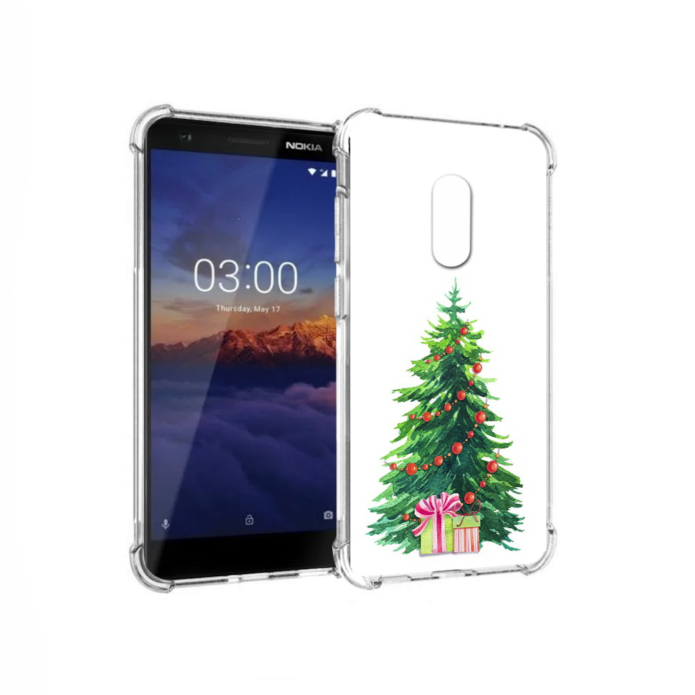 

Чехол MyPads Tocco для Nokia 3.1 Елка новогодняя с подарками акварель (PT114125.119.78), Прозрачный, Tocco