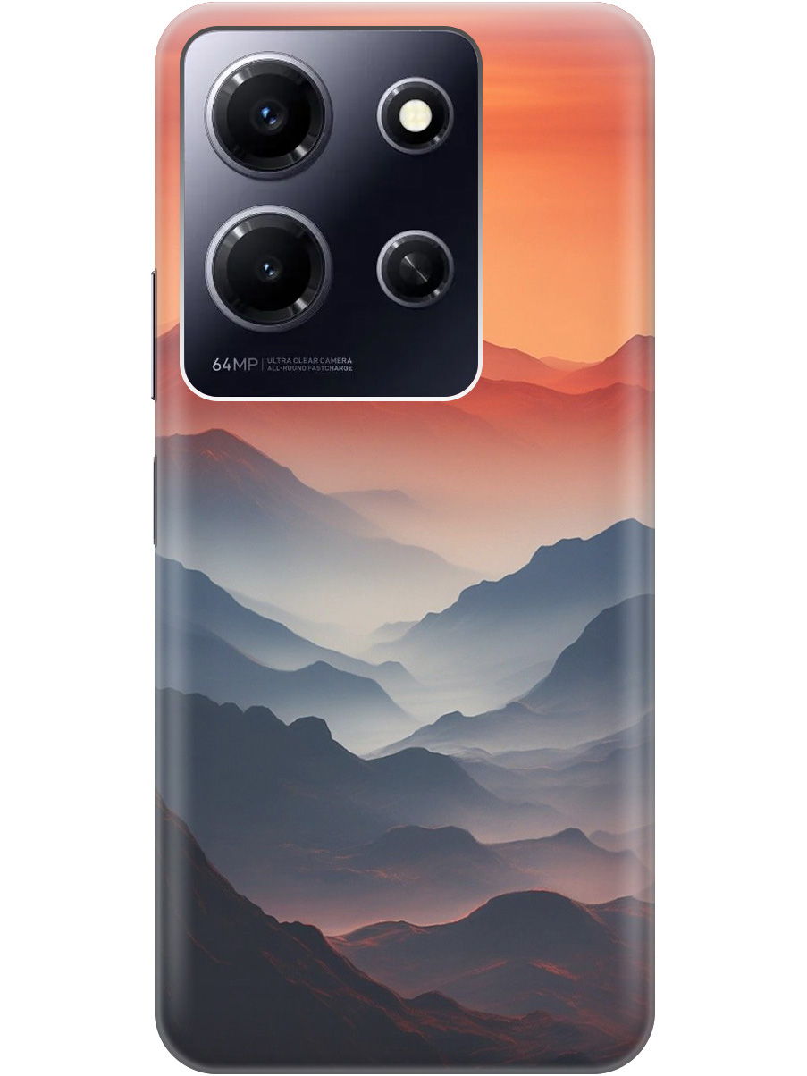 

Силиконовый чехол на Infinix Note 30i с принтом "Луна над горами", Прозрачный;оранжевый;черный, 772564210