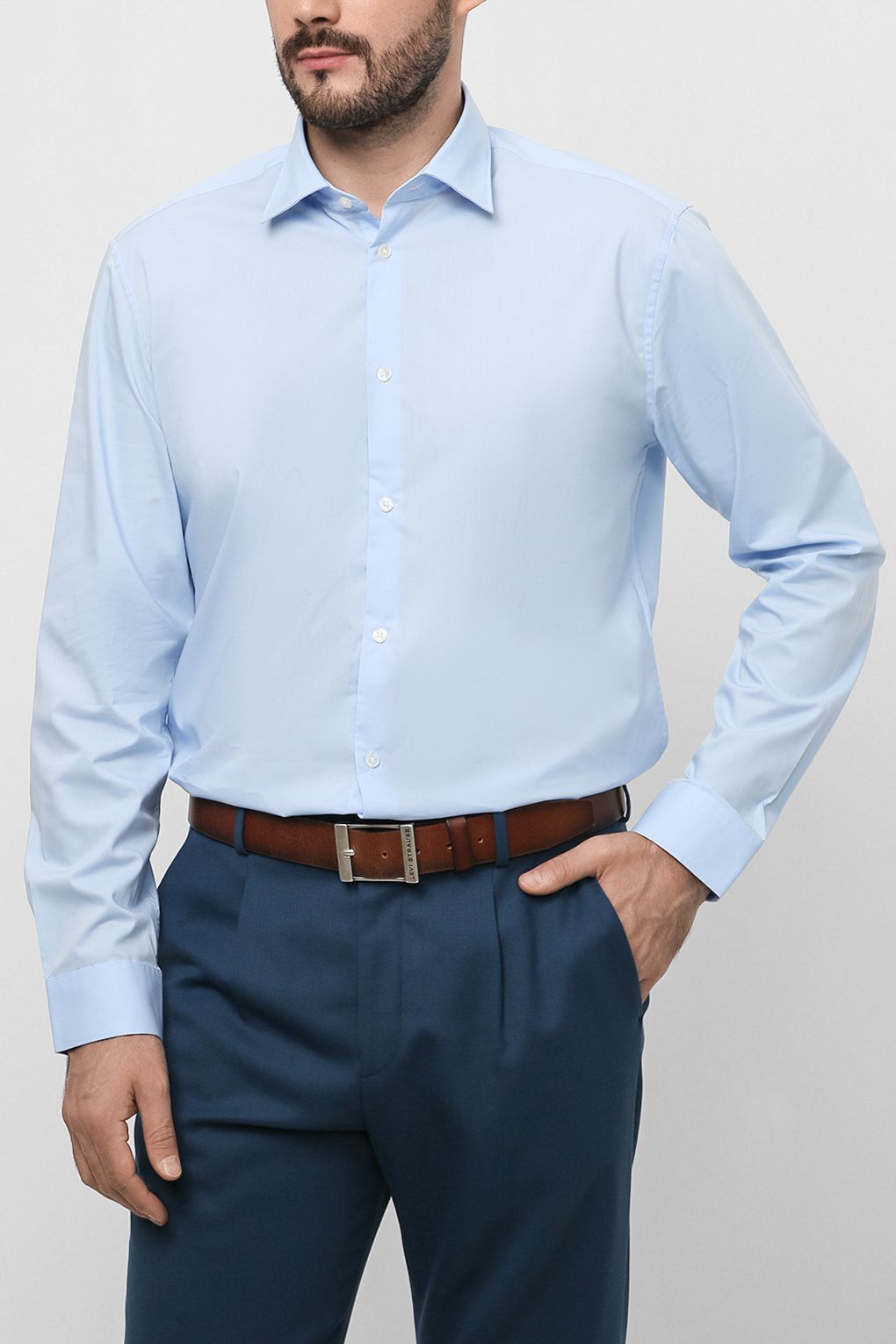 

Рубашка мужская Esprit 999EO2F803 голубая 43-44, 999EO2F803
