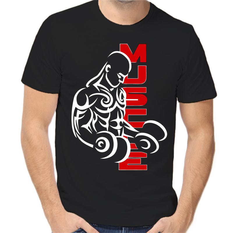 

Футболка мужская черная 42 р-р muscue, Черный, fm_mus