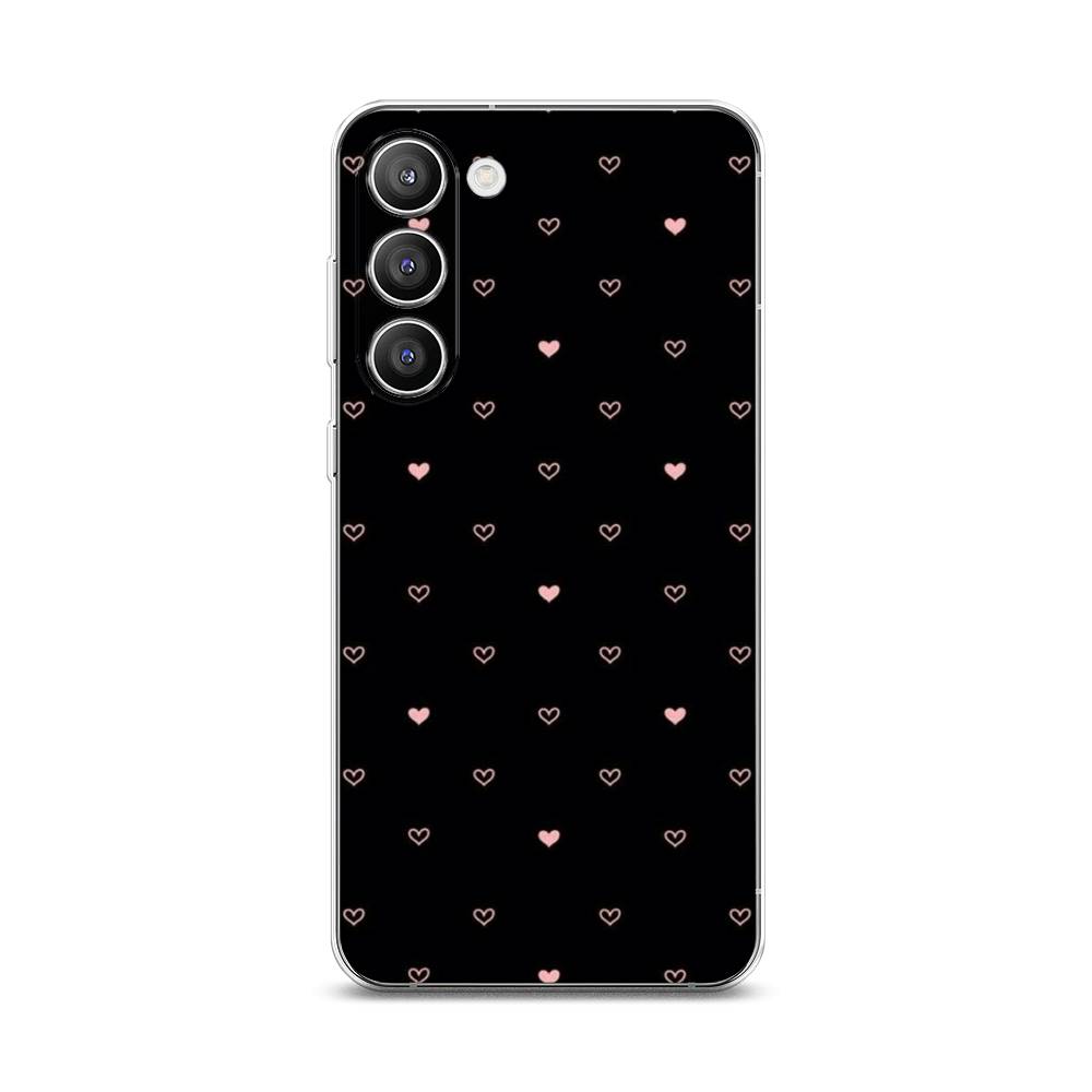 

Чехол Awog на Samsung Galaxy S23 Plus 5G "Черный фон и сердечки", Розовый;серый;черный, 2107450-3
