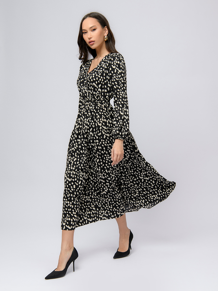 

Платье женское 1001dress 0330240 черное 44-46, Черный, 0330240