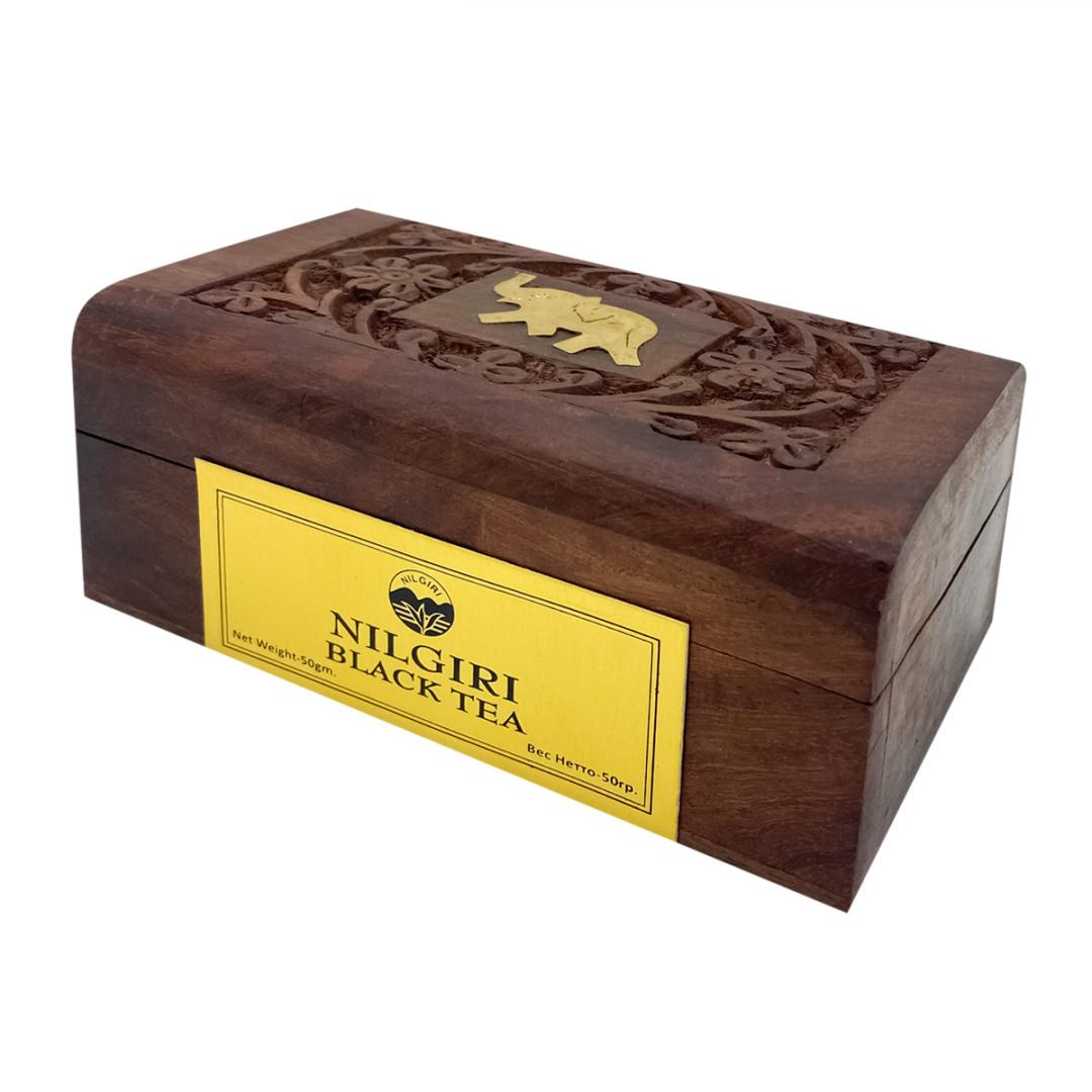 

Чай Нилгири черный в деревянной коробке (nilgiri tea) Bharat Bazaar 50г