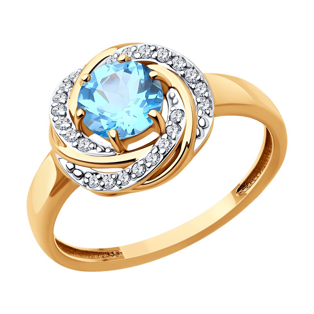 

Кольцо из золота р. 18,5 Diamant 51-310-02281-1, фианит\топаз, 51-310-02281-1