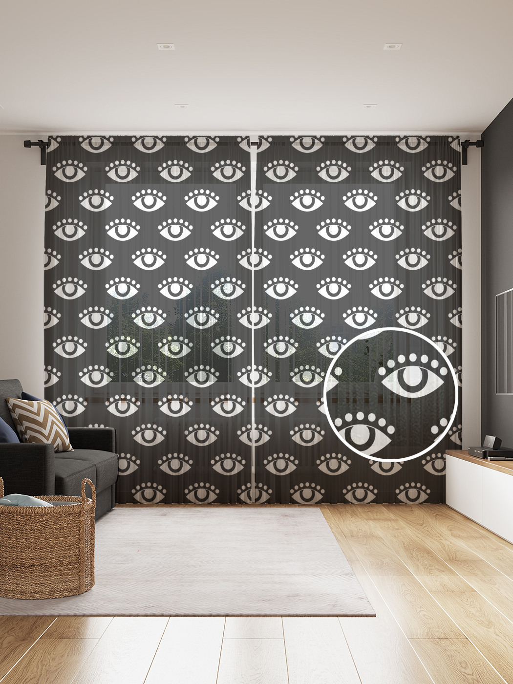 

Фототюль JoyArty "Векторный глаз", 145x265см (2 полотна со шторной лентой + 50 крючков), Векторный глаз