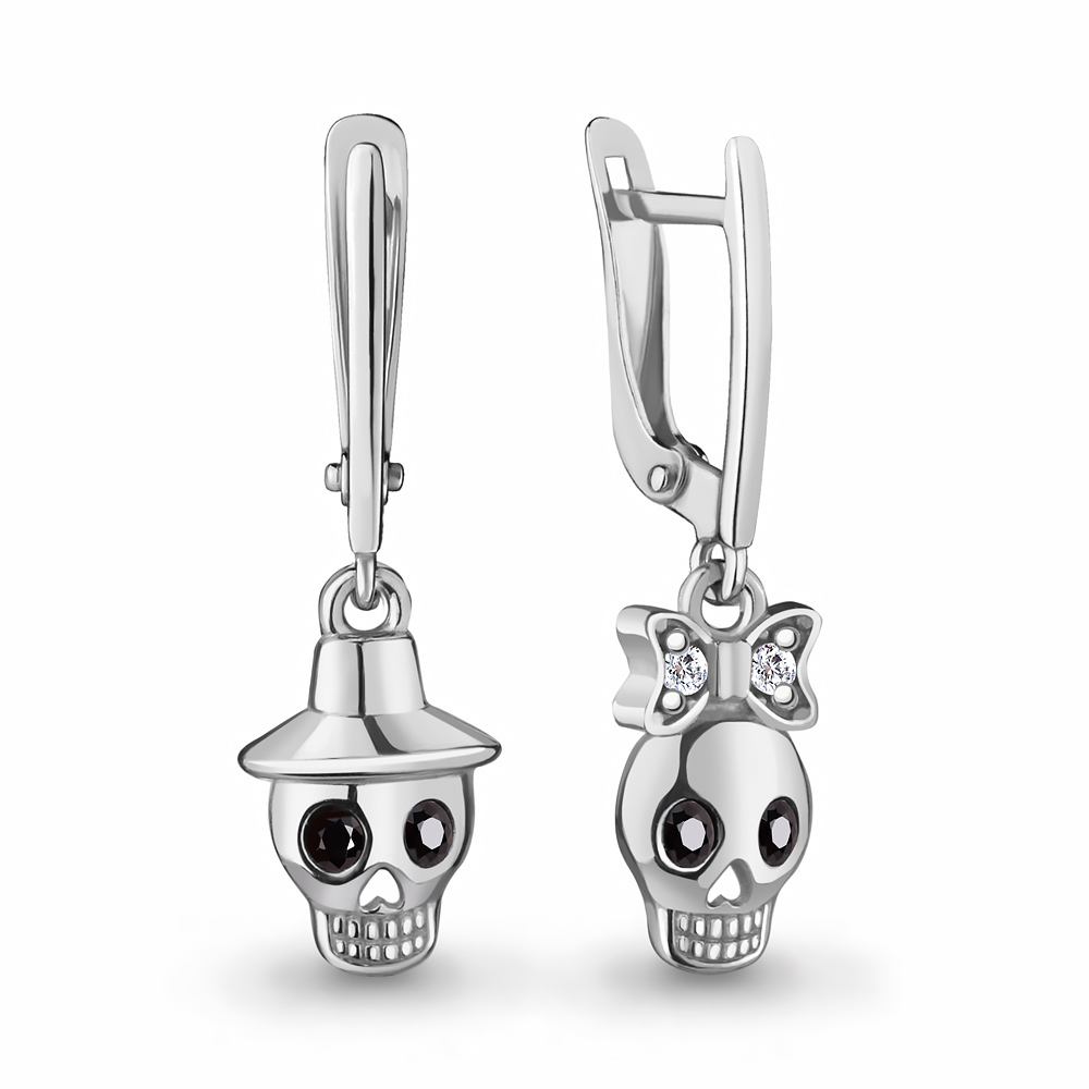 

Серьги подвески из серебра с фианитом/кристаллом ювелирным Aquamarine 48740АЧ_925_р, 48740АЧ_925_р