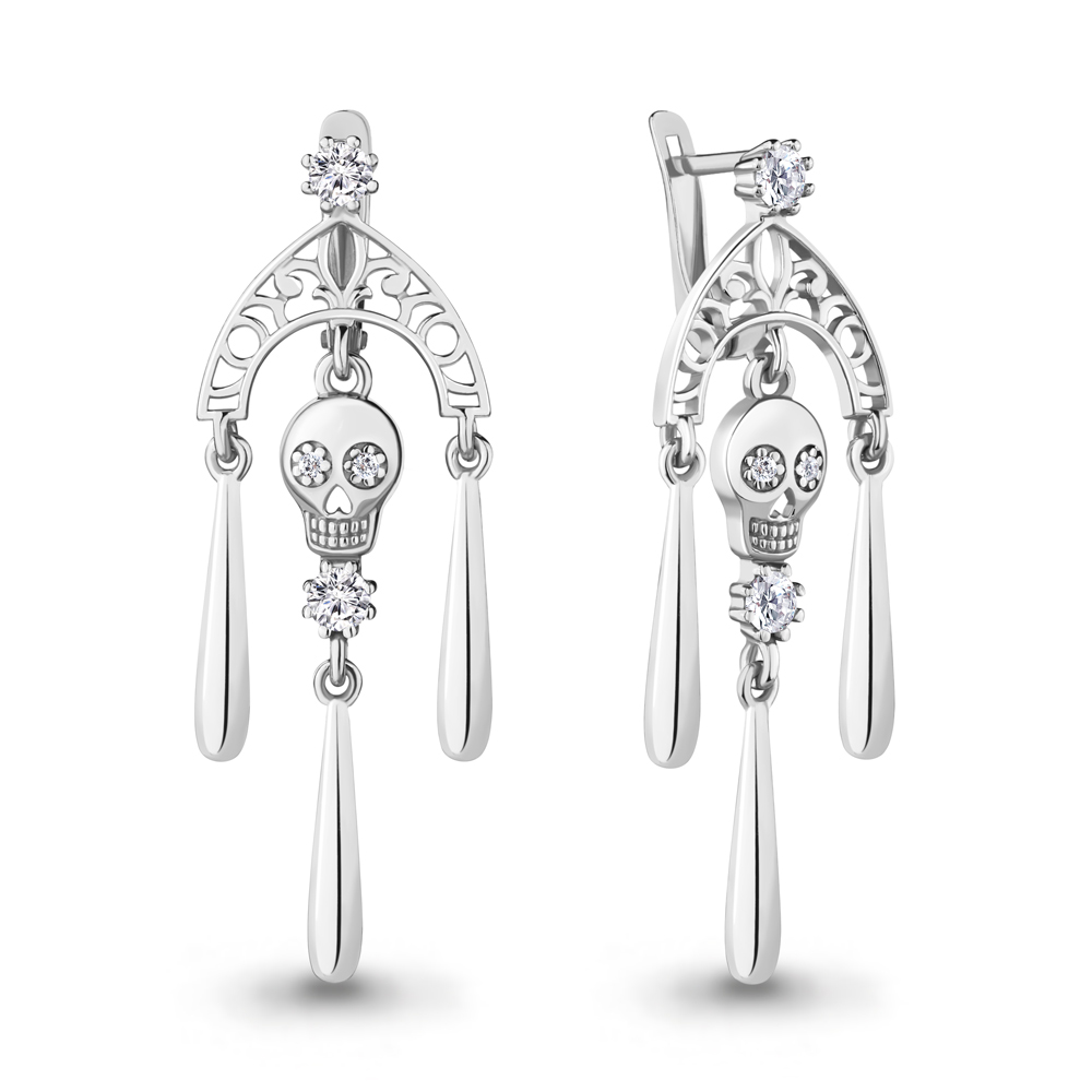 

Серьги шандельеры из серебра с фианитом Aquamarine 48745А_925_р, 48745А_925_р