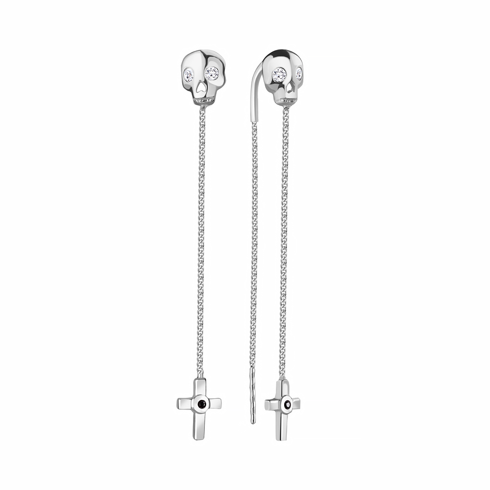 

Серьги продевки из серебра с кристаллом ювелирным/фианитом Aquamarine 48746АЧ_925_р, 48746АЧ_925_р