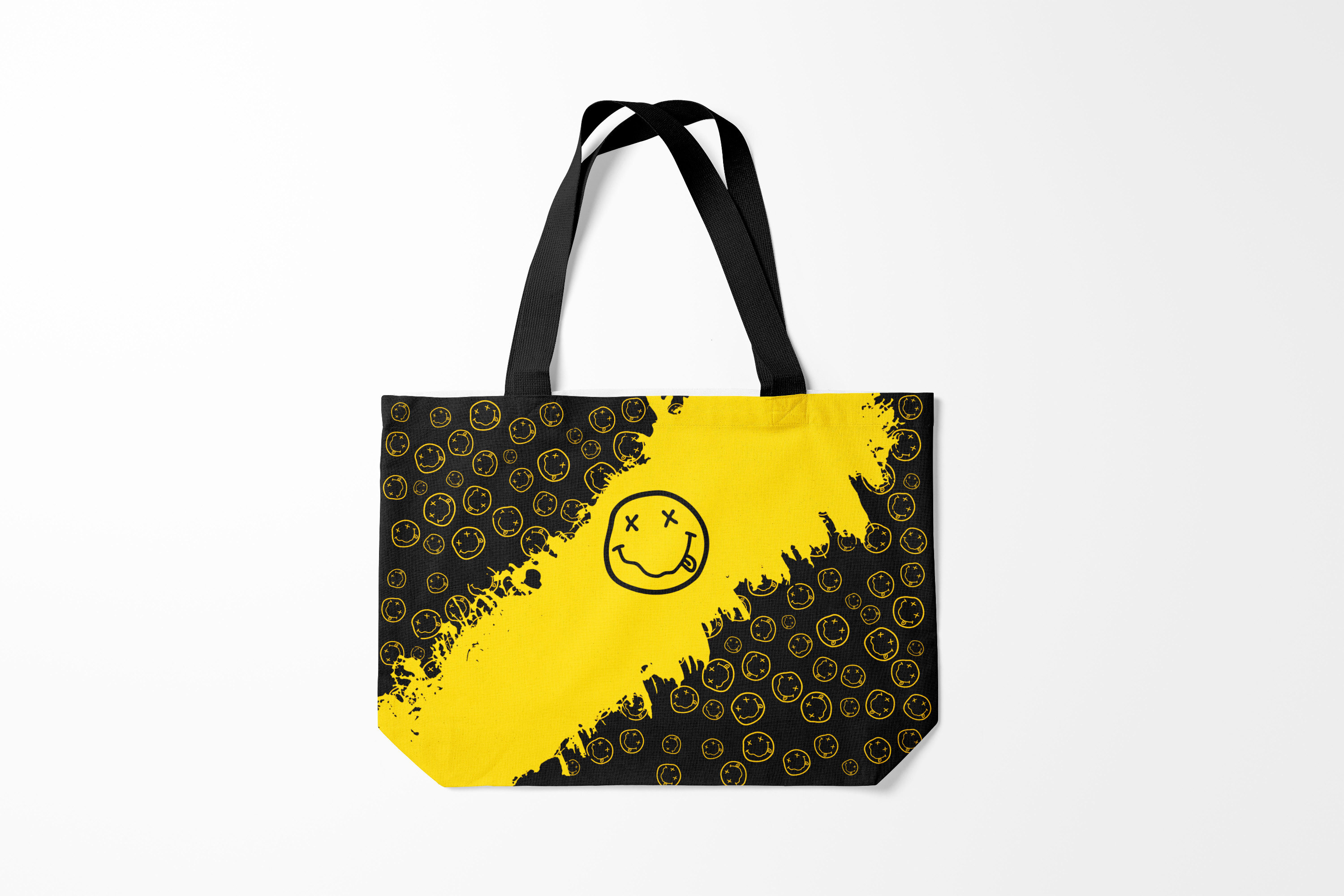 

Сумка шoппер унисекс Burnettie Nirvana Smile Нирвана Рваный Паттерн, черный; желтый, Nirvana Smile Нирвана Рваный Паттерн