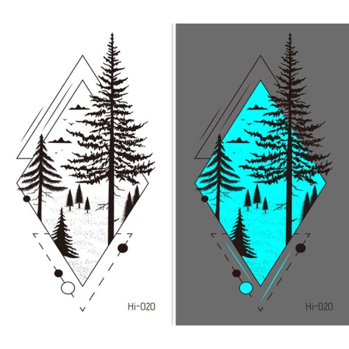 Татуировка на тело фосфорная Еловый лес 10,5х6 см татуировка на тело ная фосфорная космическое создание 6х6 см