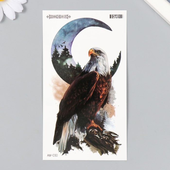 Татуировка на тело цветная Орел и месяц 9х16 см римский орел орел завоеватель